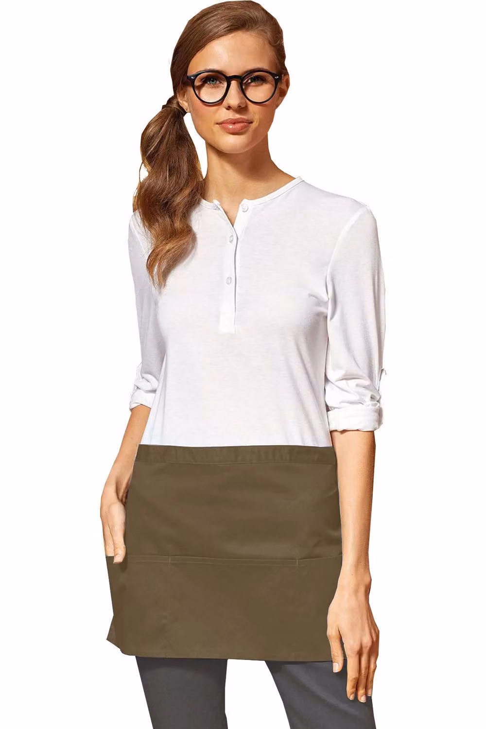 Premier Women's 3 Pocket Poly Cotton Workwear Apron in Grey – 2