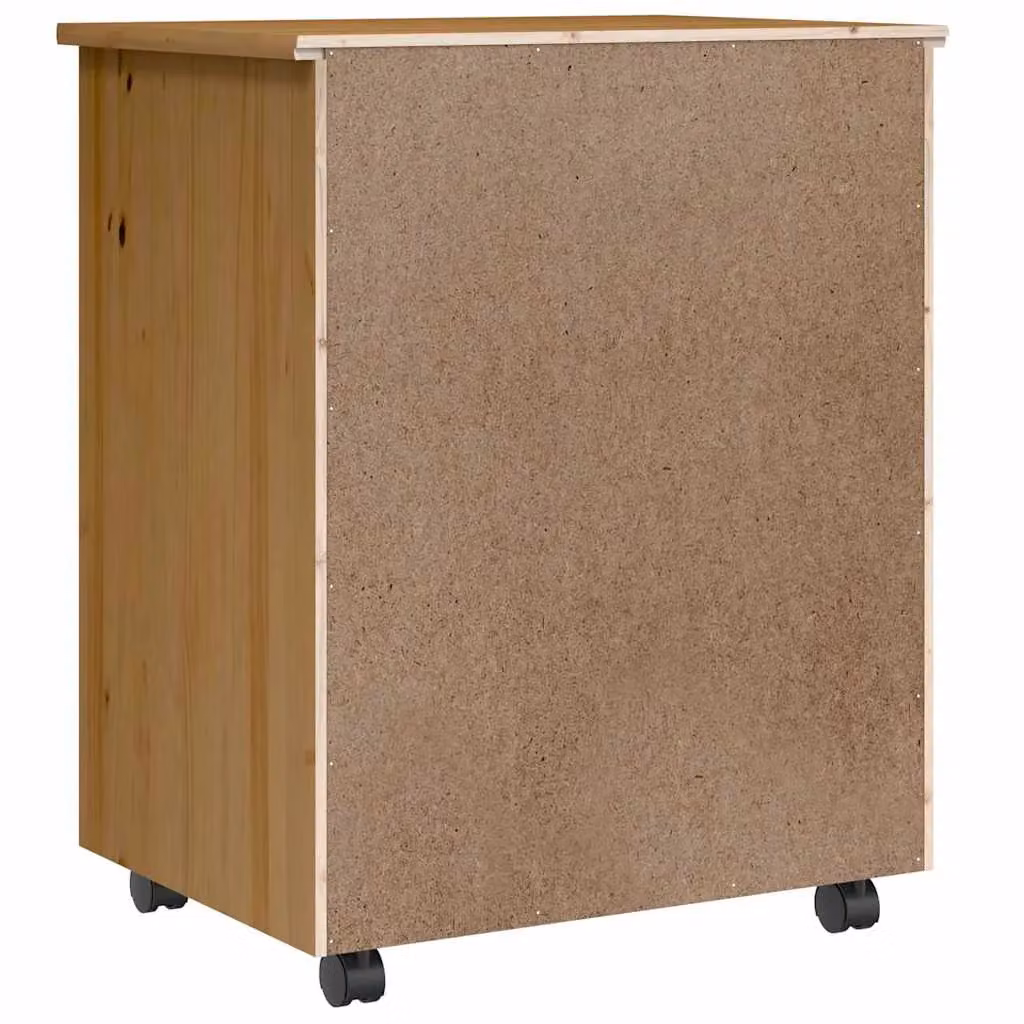 Berkfield Home MOSS Rolling Cabinet with Drawers in Honey Brown Solid Pine Wood – 5