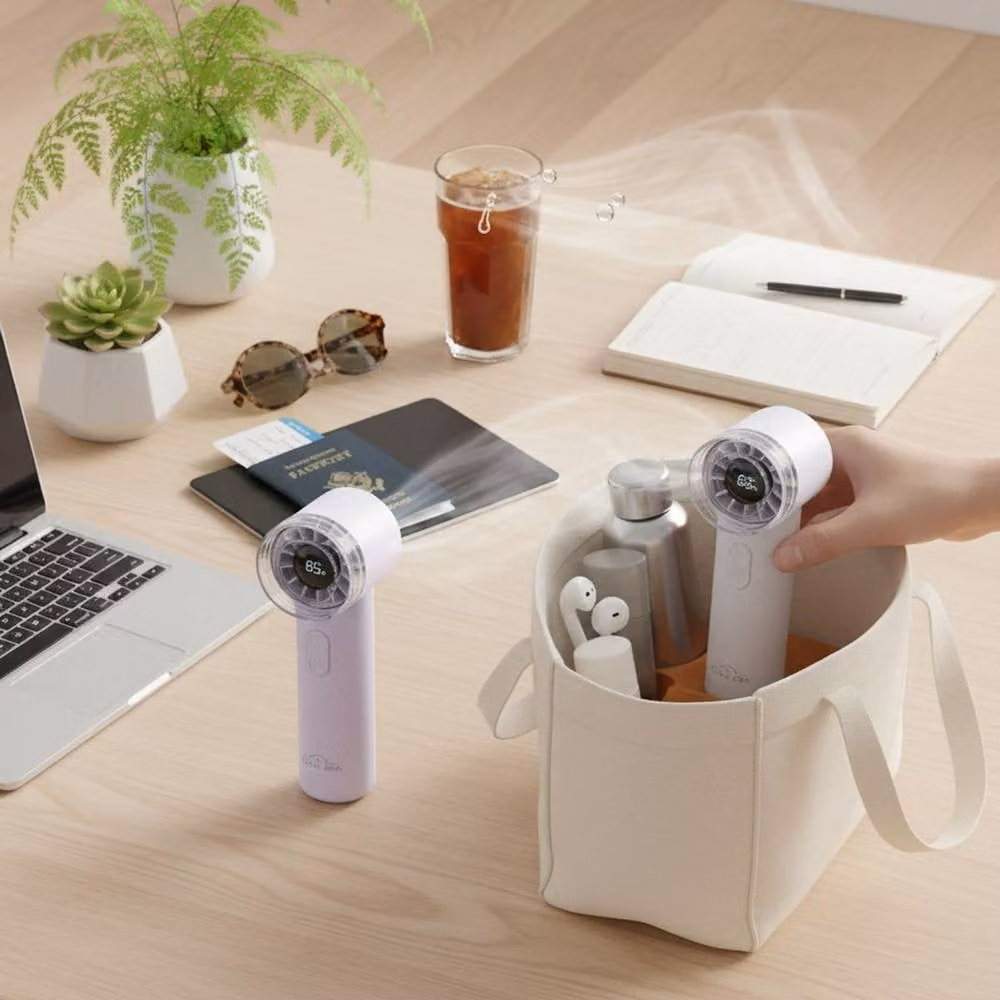 CASA MIA Mini Portable Turbine Fan, Rechargeable with Adjustable Speed, White – 2