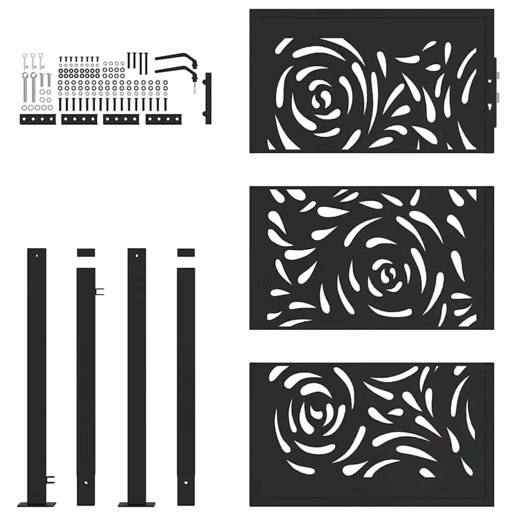 Berkfield Home Black Steel Garden Gate – 4
