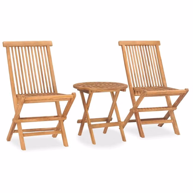 Berkfield Home Elegant 3 Piece Folding Outdoor Dining Set in Brown Solid Teak Wood