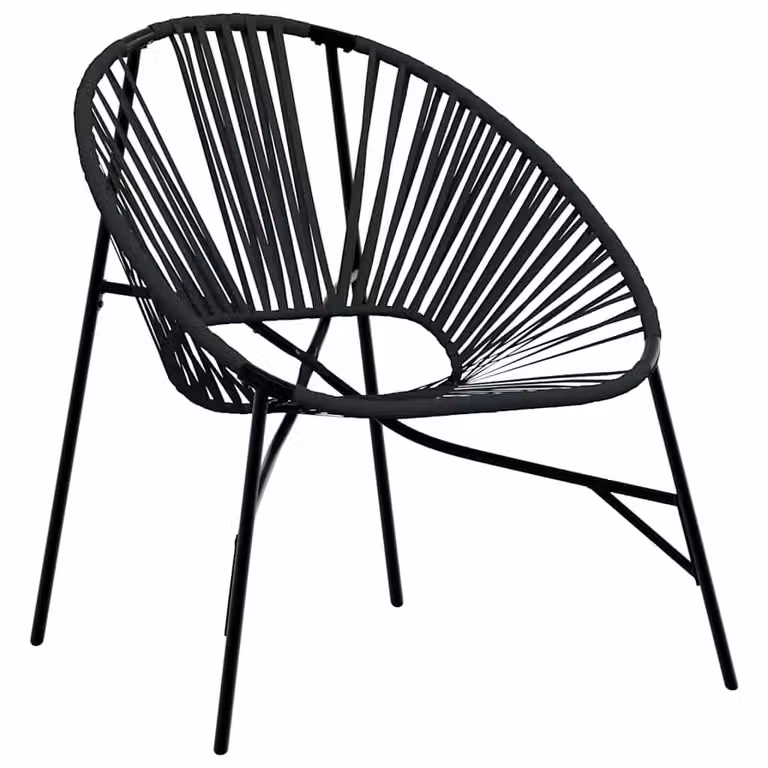 Berkfield Home Modern Black Poly Rattan Garden Egg Chair with Metal Frame