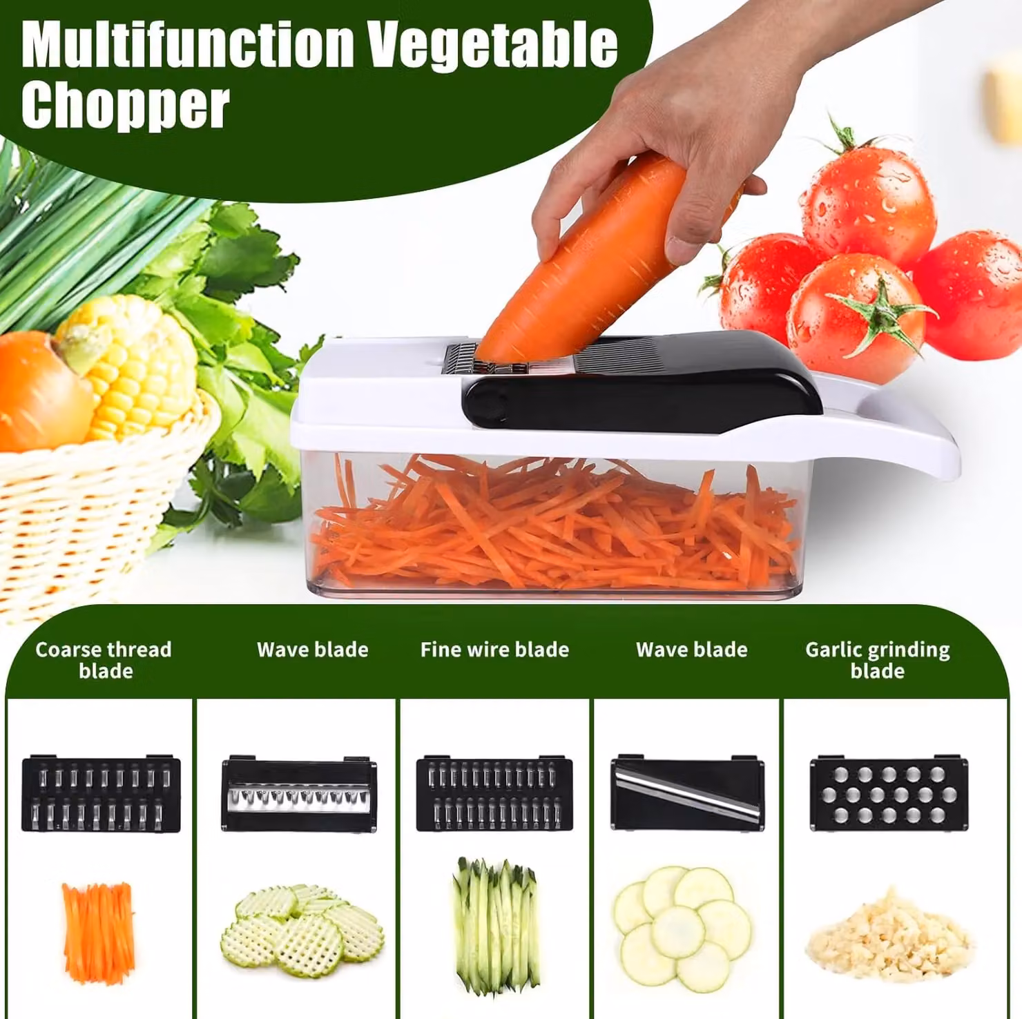 Living and Home 26-in-1 Multifunctional Kitchen Vegetable Slicer, Chopper and Grater in Grey – 3