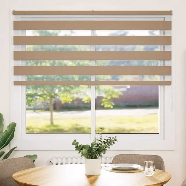 Berkfield Home Zebra Blind in Sand Brown, W: 155 cm, H: 150 cm