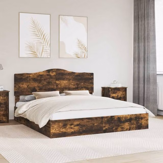 Berkfield Home Smoked Oak Storage Bed with Drawers, Brown Engineered Wood, W/D/H: 180 x 200 cm – 1