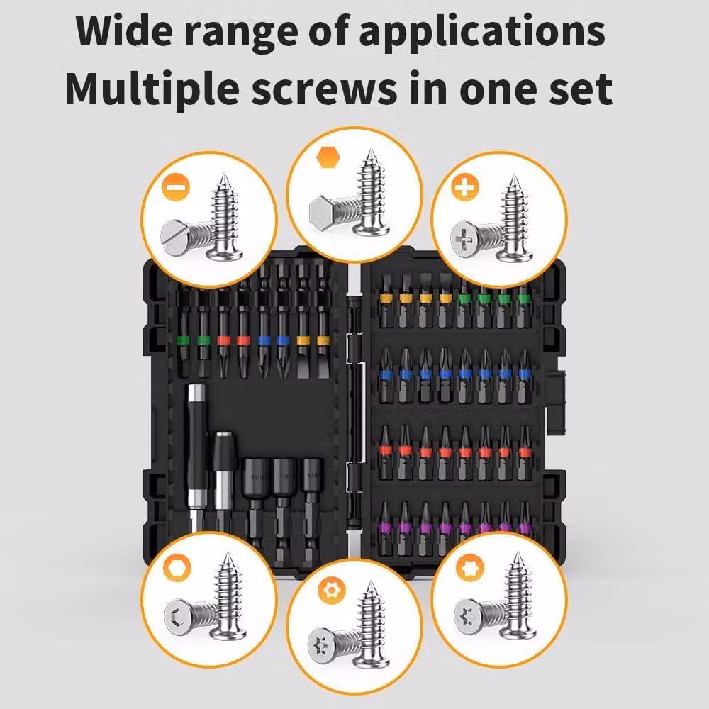 NANWEI 45-Piece Impact Tough Stainless Steel Screwdriver Bit Set, Black – 4