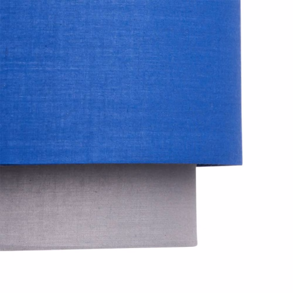 First Choice Lighting Blue and Grey 2 Tier Modern Fabric Cylinder Easy Fit Ceiling Lightshade – 3