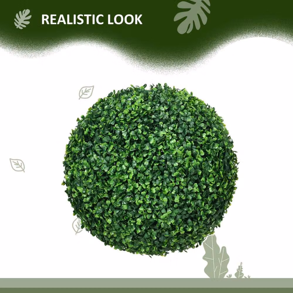 Wyld Haus Tasa Halo Pair of Artificial Round Potted Boxwood Ball Plants in Green – 4