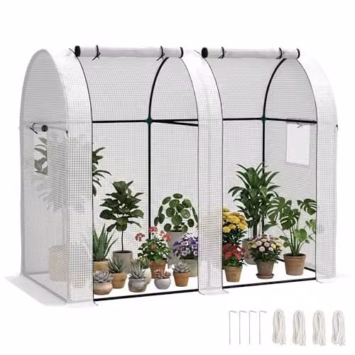 Outsunny Tomato Greenhouse with 2 Roll-up Doors, White, W/D/H: 185 x 94 x 150 cm – 1