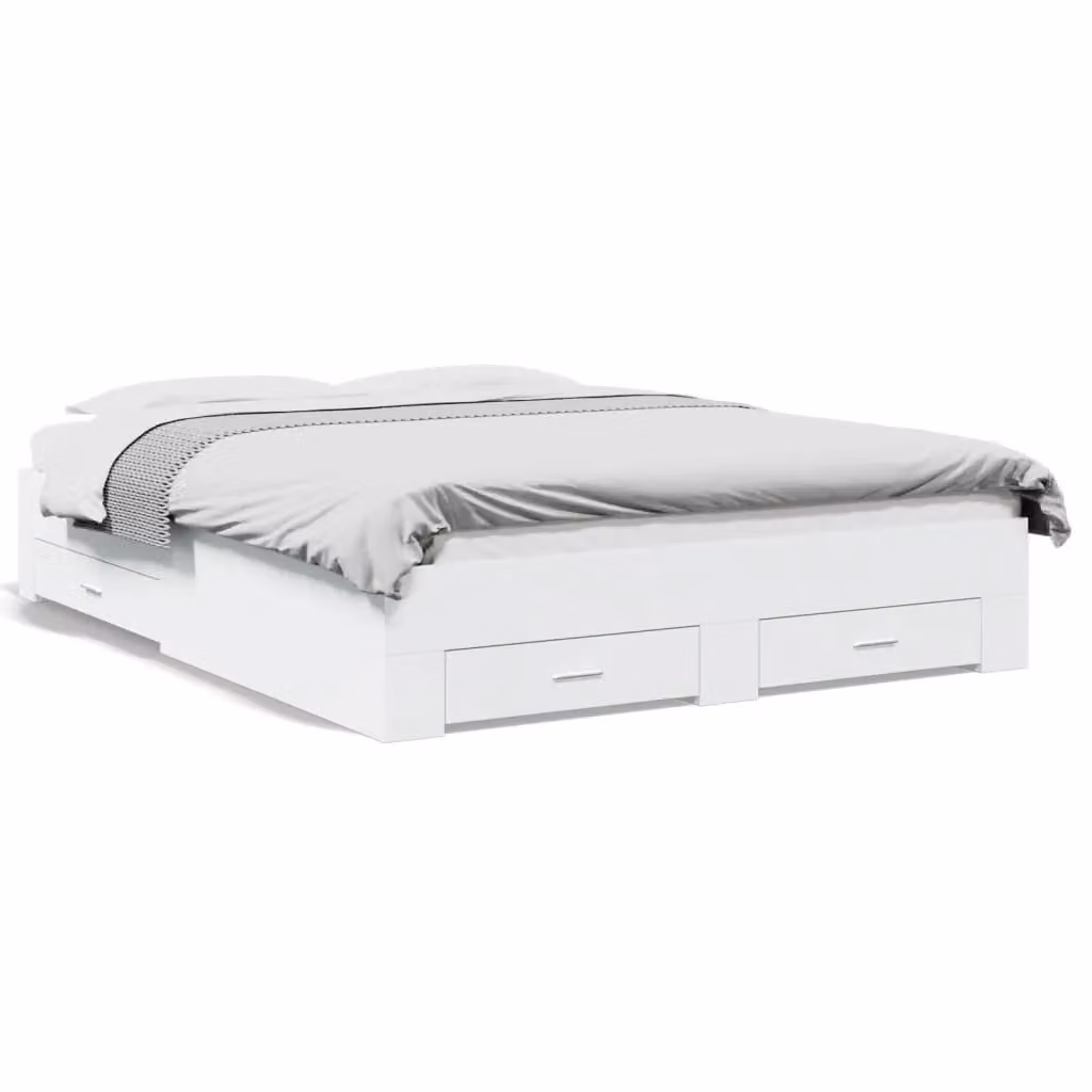 Berkfield Home Modern Bed Frame with Drawers in White, W/D/H: 160 x 200 cm – 2