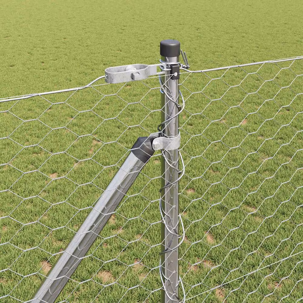 Berkfield Home Hexagon Fence in Silver Galvanised Steel, H: 120 cm, W: 10 m – 2