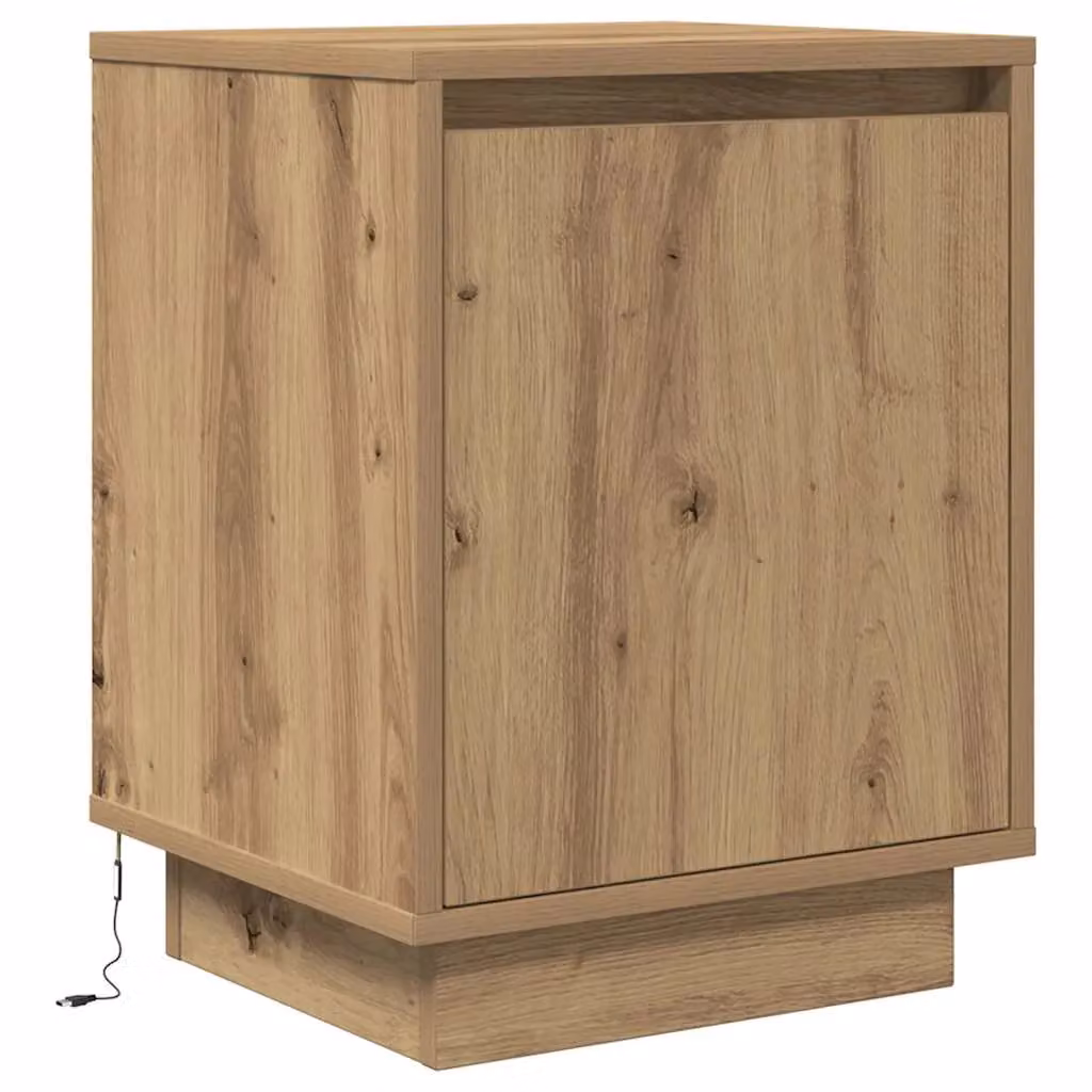 Berkfield Home Set of 2 Artisan Oak Bedside Cabinets with Integrated LED Lights, W/D/H: 38 x 34 x 50 cm – 4