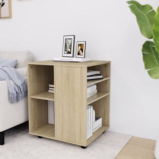 Berkfield Home Rolling Cabinet in Sonoma Oak Brown, W/D/H: 60 x 53 x 72 cm – 1