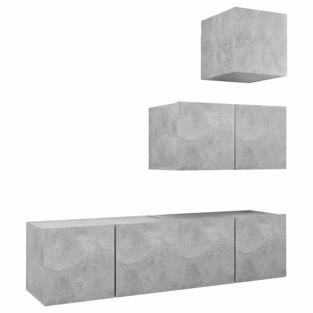 Berkfield Home Modern 4 Piece TV Cabinet Set in Concrete Grey Matt Engineered Wood – 3