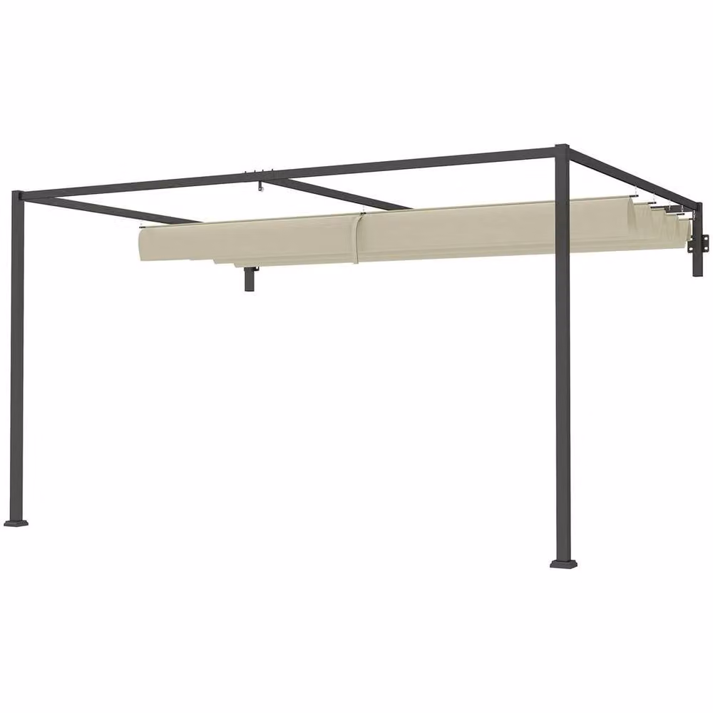 Outsunny Beige Lean-to Pergola with Retractable Roof – 3