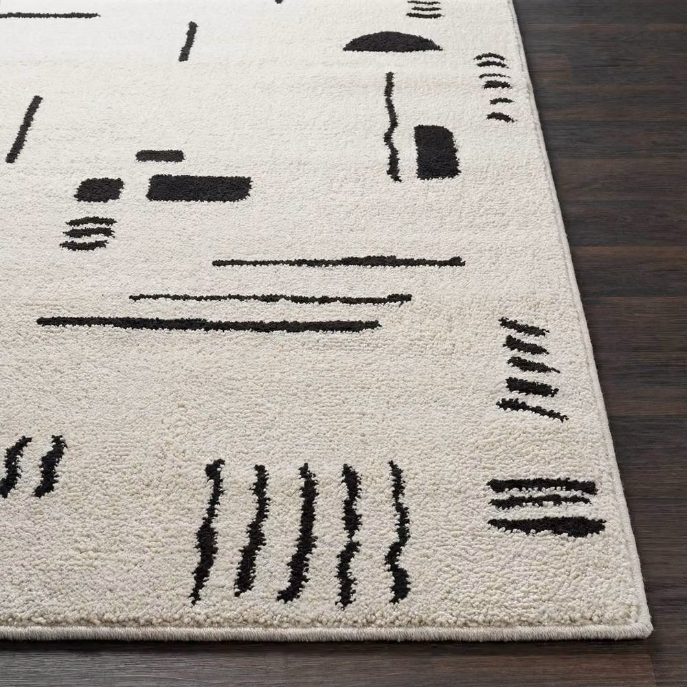 Livabliss Freud Modern Abstract High Pile Rug in Black and White, W: 200 cm, D: 275 cm – 4