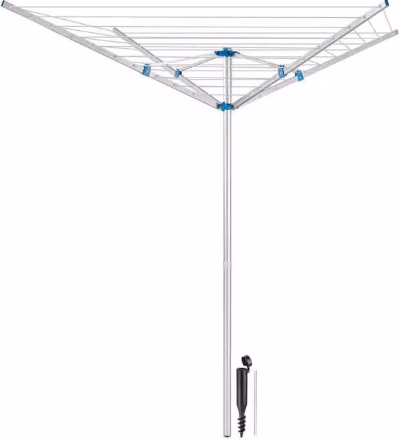 tectake Height Adjustable Rotary Aluminium Clothes Drying Rack in Grey, W: 150 cm, H: 196 cm – 1