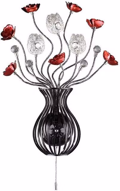 Netlighting Bonita 3 Light Wall Lamp in Grey with Red and Black Crystal Details