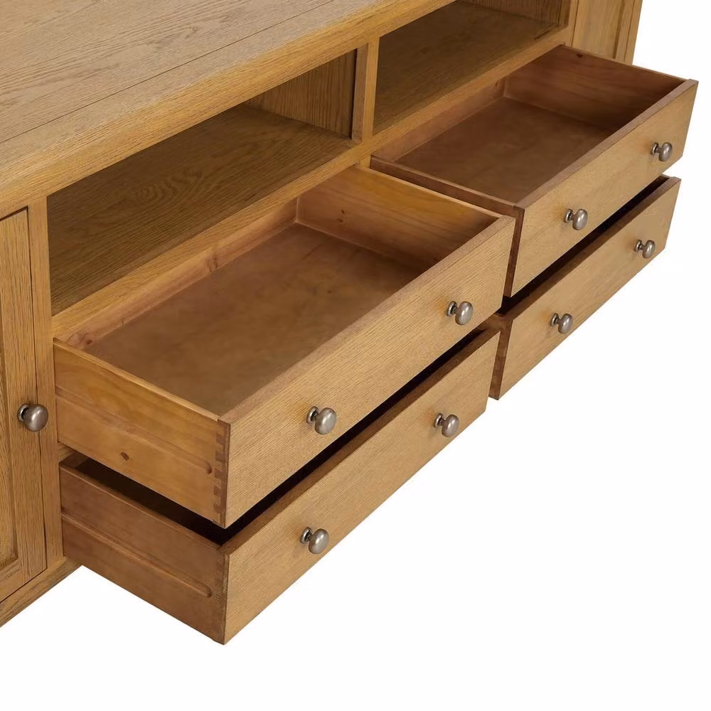 FORGEVIO XXL Widescreen TV Media Storage Wall Unit in Light Oak Brown – 3