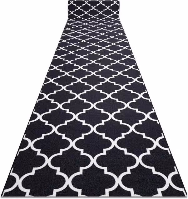 RugsX Anti-Slip Geometric Trellis Runner in Black, W: 57 cm, L: 110 cm – 1