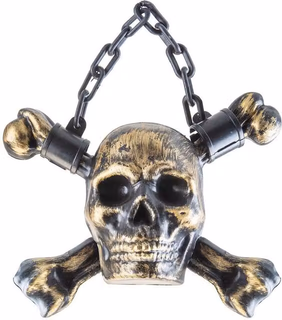 VFM e-Store Gold Halloween Skull with Chain Party Accessory