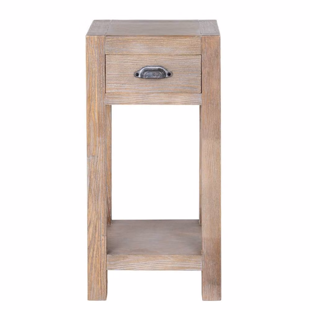 Lemon Pavilion Furniture and Decor Haldon Collection Large 1 Drawer Lamp Table in Brown Wood, W: 40 cm, D: 40 cm, H: 90 cm – 2