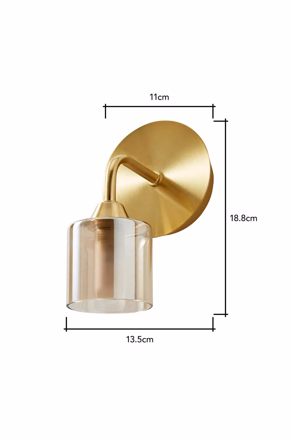 BHS Lighting Noah Gold Brass Bathroom Wall Light with Transparent Glass Cylinder – 2
