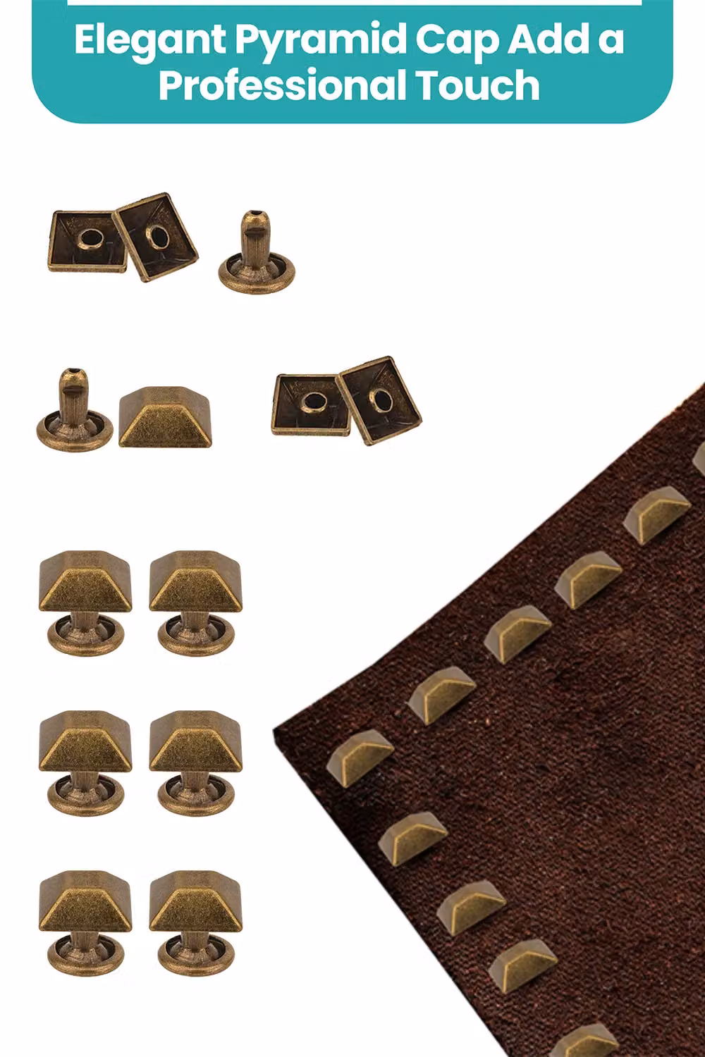 Neel Blue 12mm Pyramid Feet Caps with 7mm Back Rivets, 25 Pieces, Bronze and Blue Alloy – 4