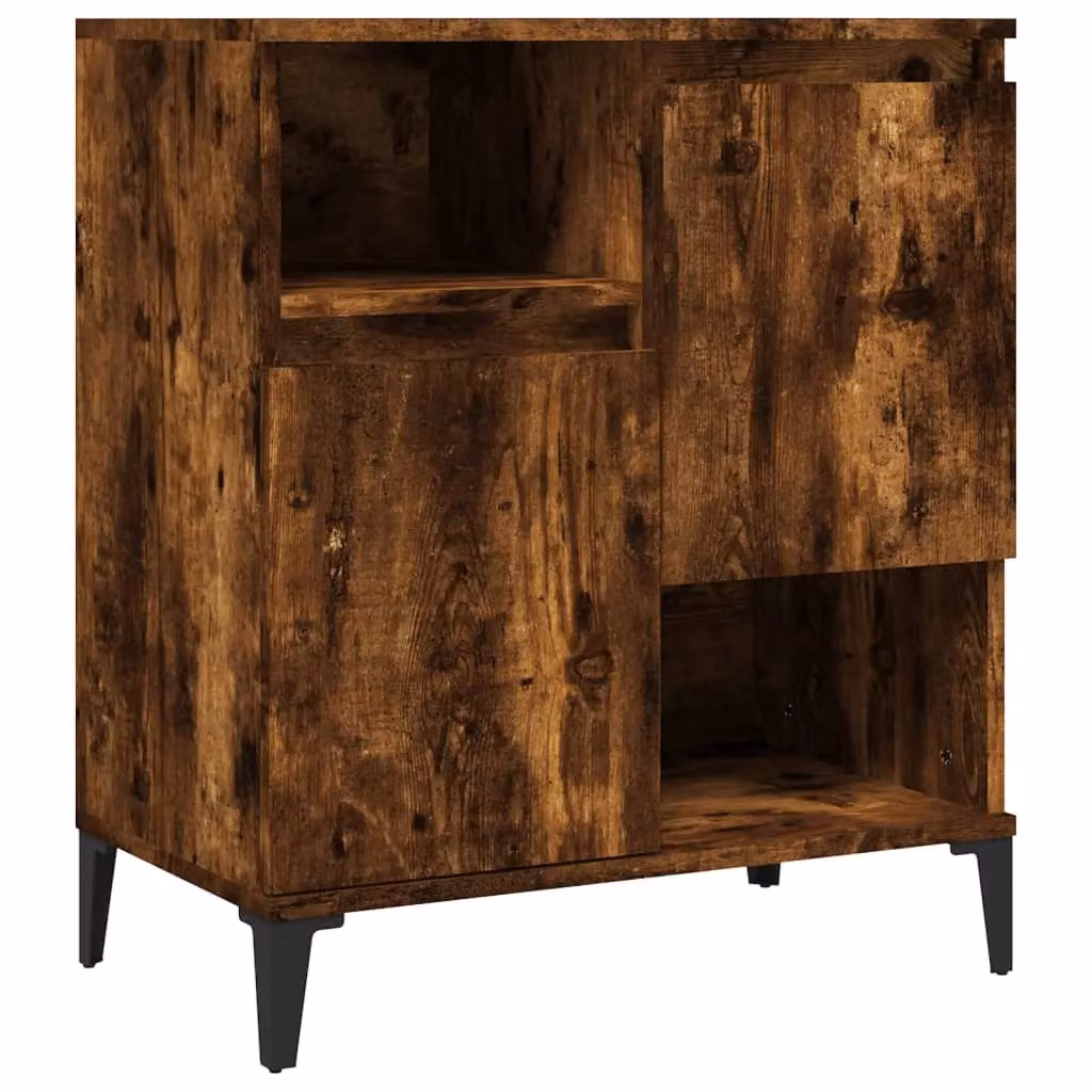 Berkfield Home Set of 2 Smoked Oak Sideboards in Brown, W/D/H: 60 x 35 x 70 cm – 4