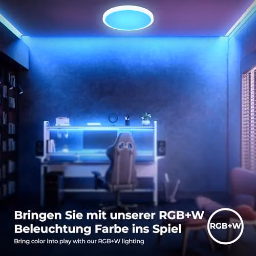 B.K.Licht Smart WiFi Bluetooth LED Ceiling Panel, Dimmable RGBW CCT Colour Changing Light in White, W/D/H: 27 x 27 x 6 cm – 2