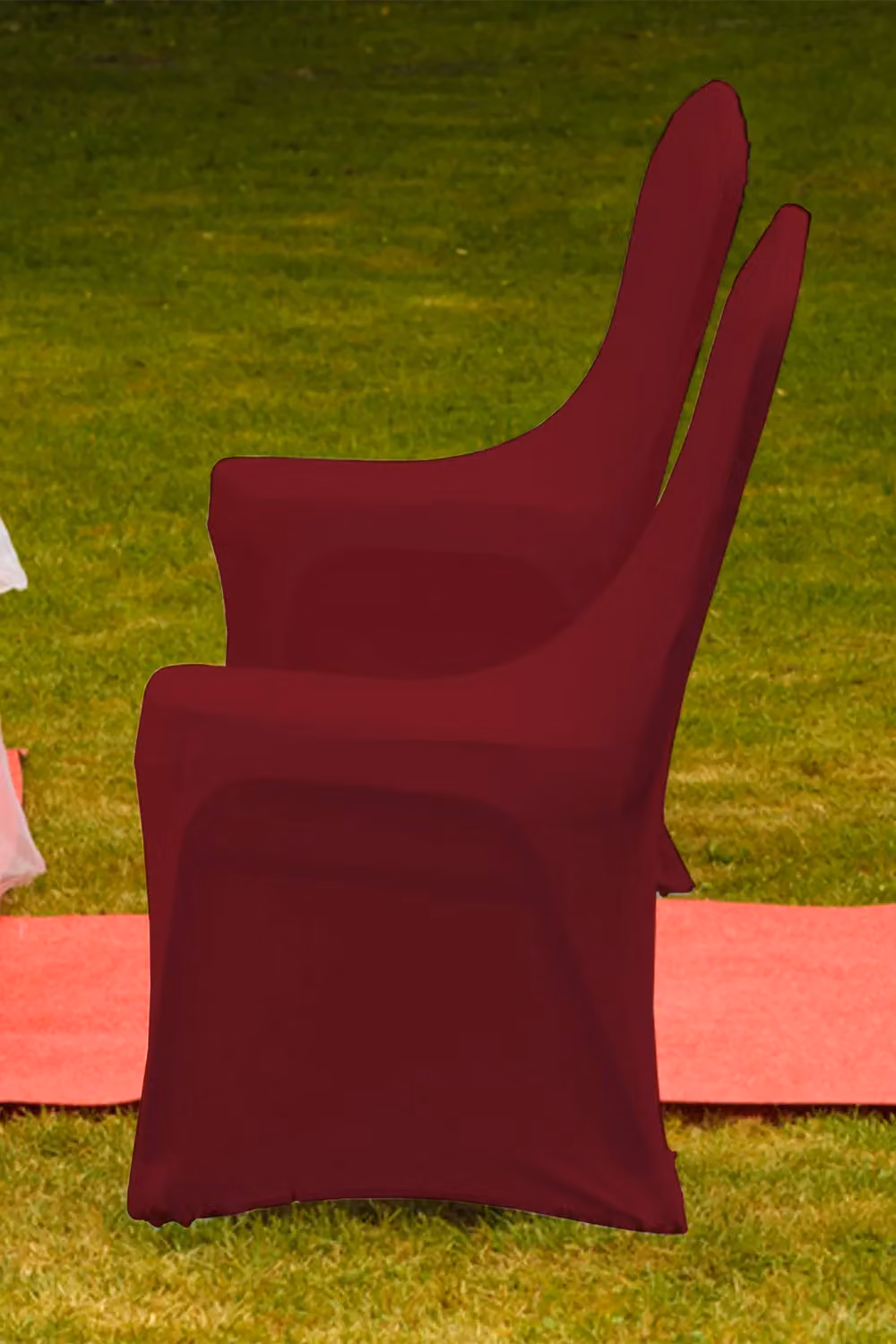 Neel Blue Spandex Polyester Stretch Dining Chair Cover in Burgundy – 3