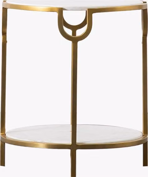Perch & Parrow Art Deco Round White Marble and Gold Side Table