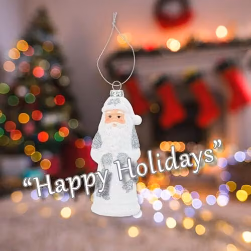 VFM e-Store Silver and White Standing Santa Glass Tabletop Christmas Decoration, Height: 13.5 cm – 4