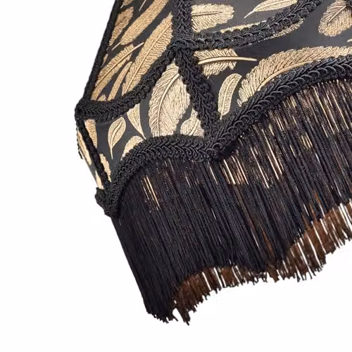 Happy Homewares Traditional Victorian Empire Fabric Lamp Shade in Black, Gold and White, W: 30 cm, H: 19 cm – 4