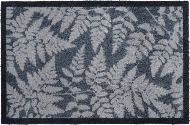 JVL Mega Door Mat, Grey Floral Design, W: 50 cm, D: 75 cm