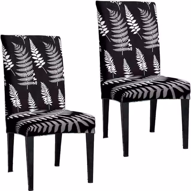 Roseley Black Stretch Elastic Dining Chair Covers, Pack of 2