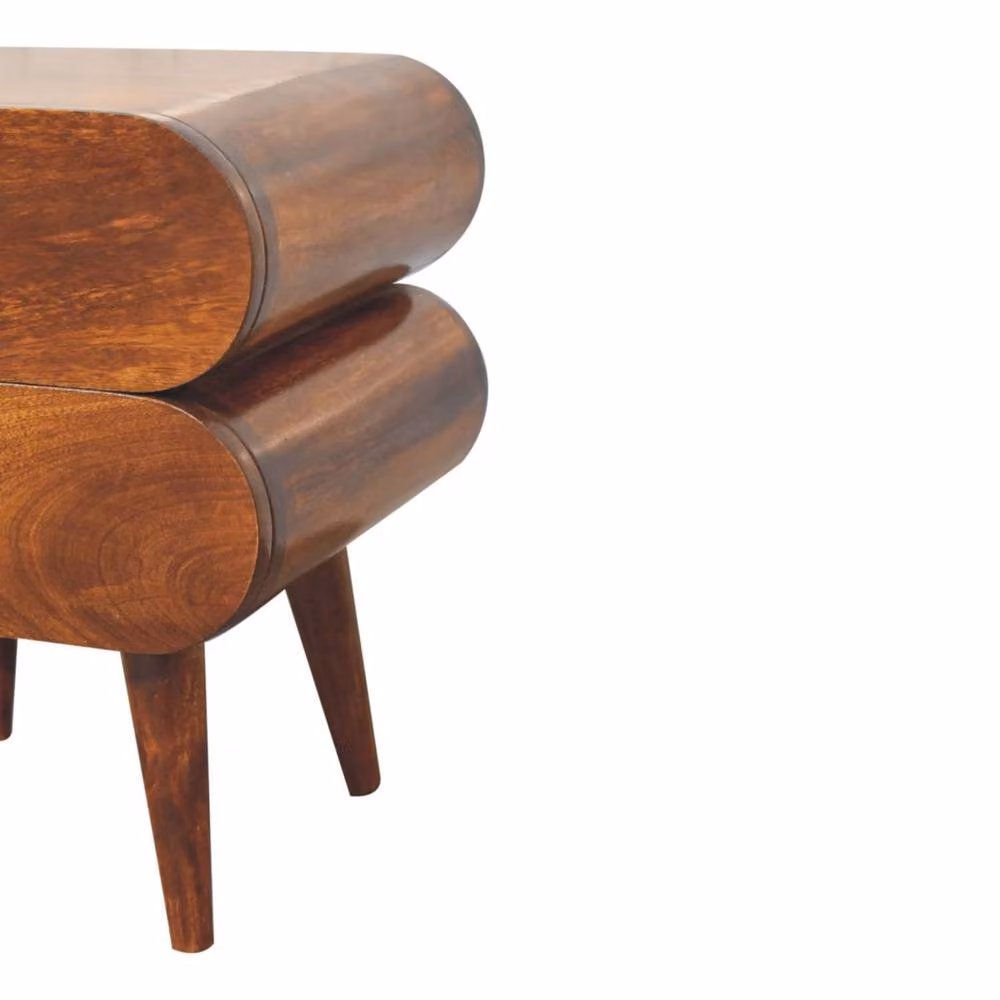 Wyld Haus Brescia Bubble Chestnut Mango Wood Bedside Table in Brown – 4