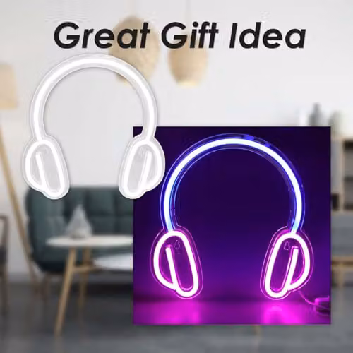 VFM e-Store Headphone Mancave Neon Light, USB Powered, Multicolour, W/D/H: 28 x 28 x 28 cm – 5
