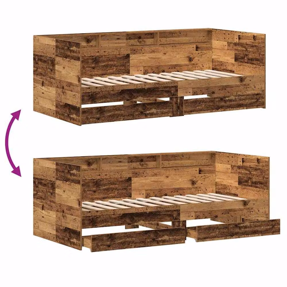 Berkfield Home Rustic Daybed with Drawer in Brown, Engineered Wood, W/D/H: 190 x 75 cm – 5