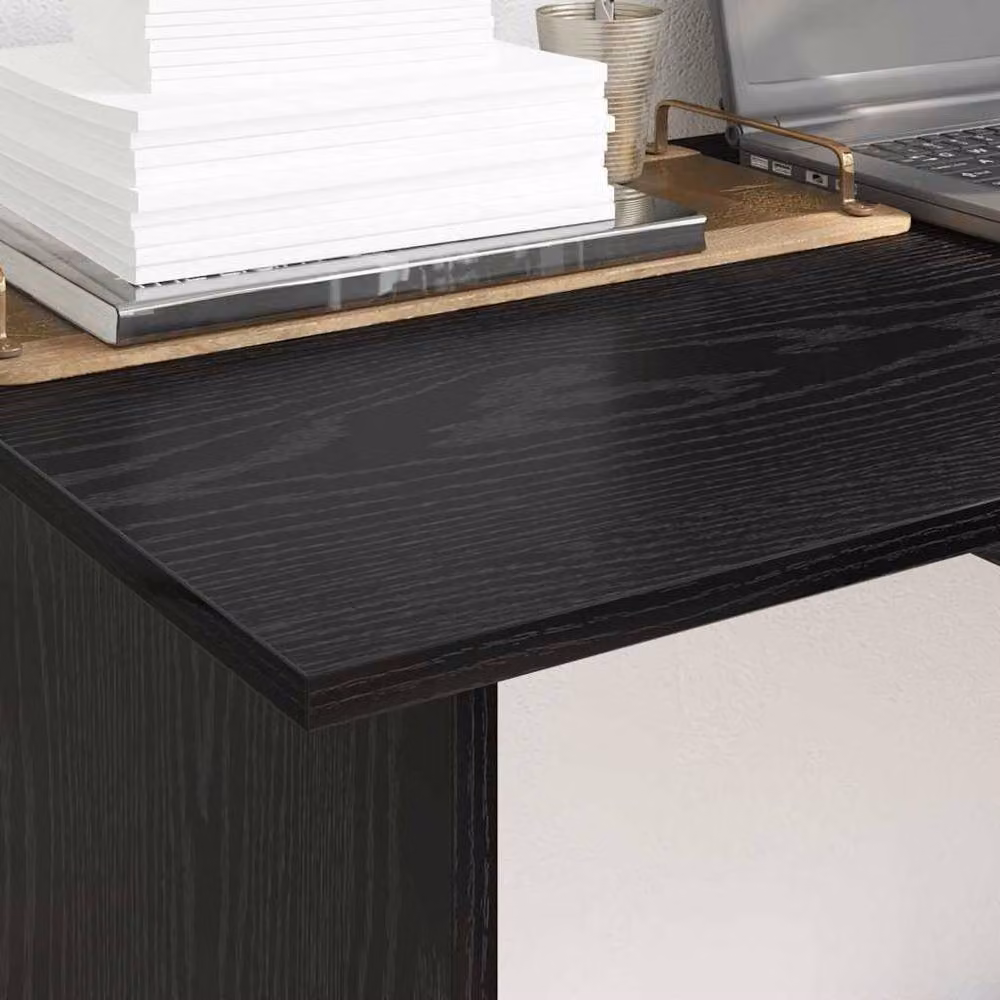 Berkfield Home Modern Writing Desk in Black Oak with Single Pedestal Drawer, W/D/H: 100 x 50 x 76 cm – 4