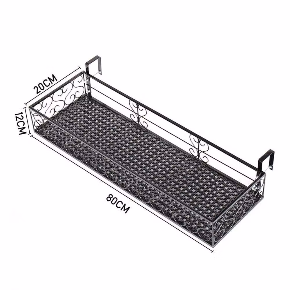EONLION Black Metal Window Box Planter for Orchids and Ornamental Garden Plants, Width: 80 cm – 2