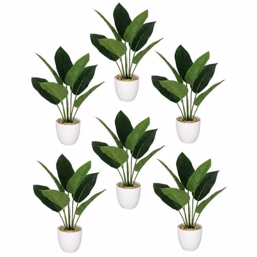 Leaf UK Pack of 6 Realistic Artificial Green Potted Foliage Plants, H 45 cm x W 30 cm x D 30 cm – 2