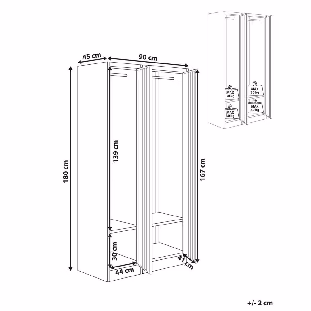 Wyld and Coco Two-Door Metal Storage Locker in White and Blue, W90 x D45 x H180 cm – 3