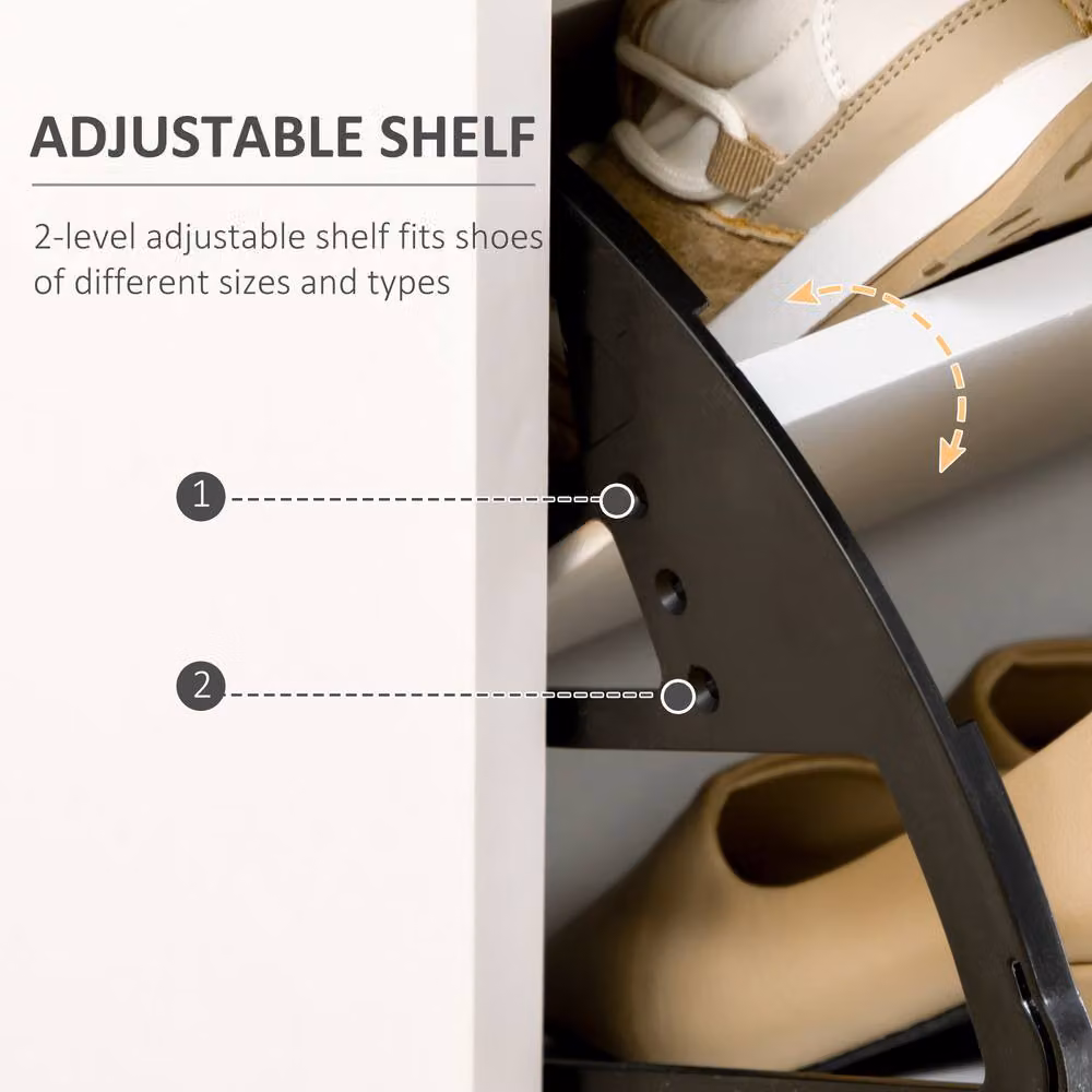 ERGOVEXA Slim White Shoe Storage Cabinet with 3 Tilting Compartments and Internal Shelves – 4