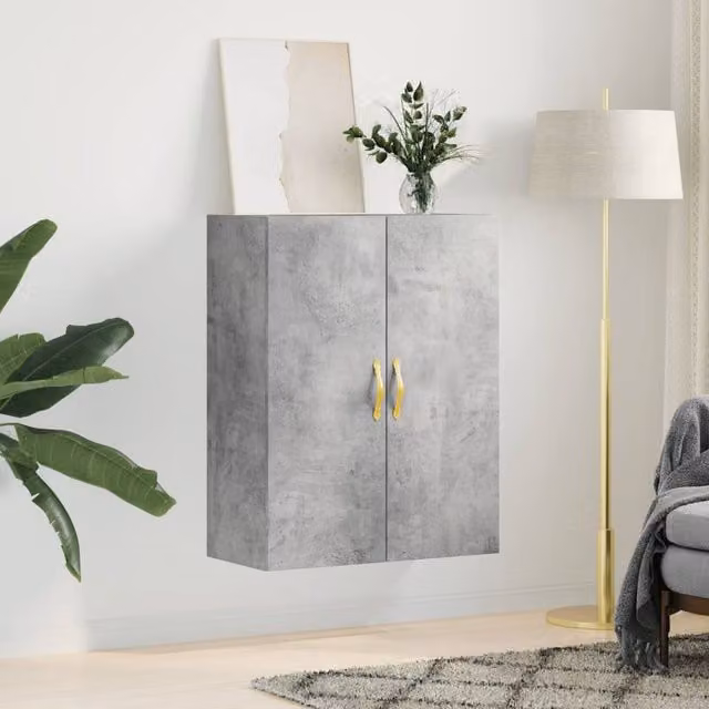 Berkfield Home Wall Mounted Cabinet in Concrete Grey, W: 69.5 cm, D: 34 cm, H: 90 cm – 1