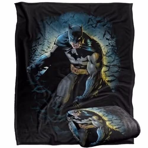 LOGOVISION Batman Bat Cave Super Soft Silky Touch Fleece Throw Blanket, Multicolour, W: 127 cm x D: 152.4 cm