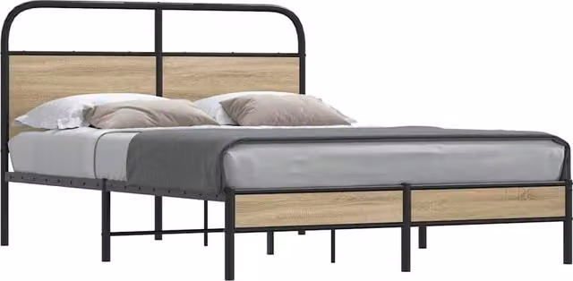 Berkfield Home Smoked Oak Bed Frame in Brown, W/D/H: 120 x 190 cm
