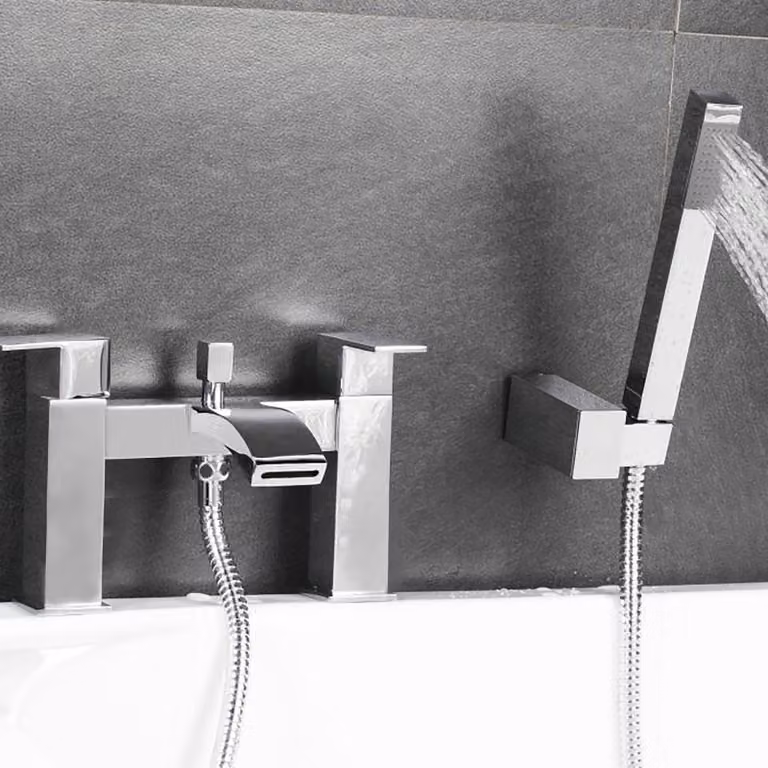 Kartell Chrome Single Lever Countertop Bath and Shower Set in Brass