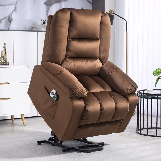 HOMCOM Brown Microfibre Riser and Recliner Massage Chair with Armrests