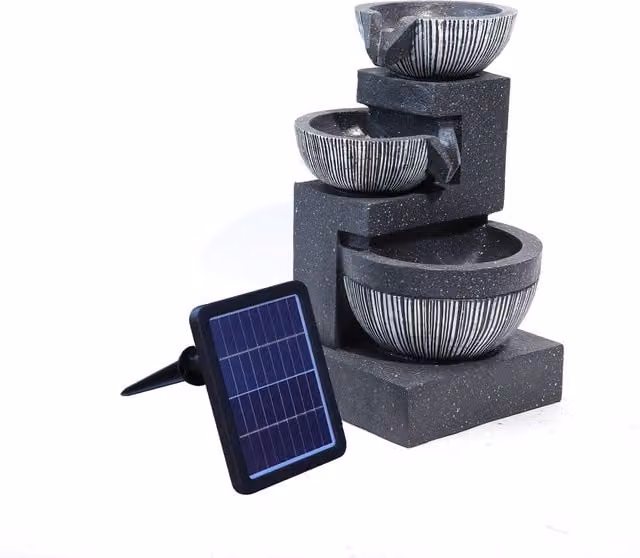 Breeins Tranquil Rockery Tabletop Water Fountain in Grey Stone